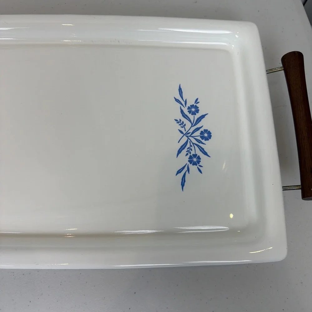 Vintage Corning Ware Cornflower Broil & Bake Tray With Serving Rack Stand P 35 B